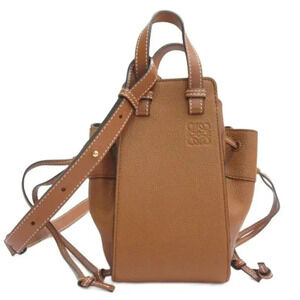 Loewe Hammock Drawstring Calfskin Leather Crossbody 2Way Bag Brown